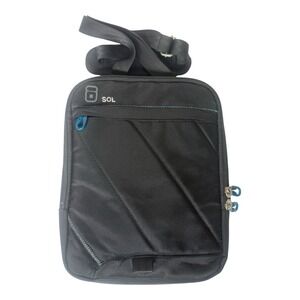 SOL 12" Black/Blue Padded Ipad Tablet Case With Shoulder Strap